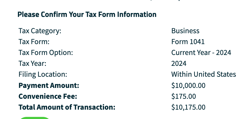 PAY1040 screenshot